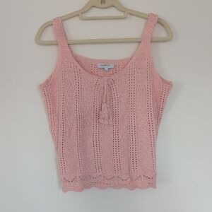 Elegant Pink Crochet Knit Camisole